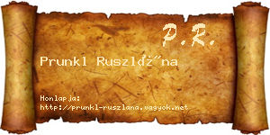 Prunkl Ruszlána névjegykártya